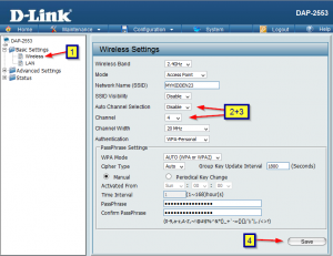 dLink WiFi settings - change channel