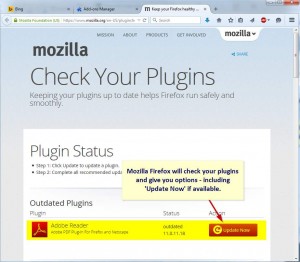 follow the recommended course of action from Mozilla - update or disable any out of date plugins